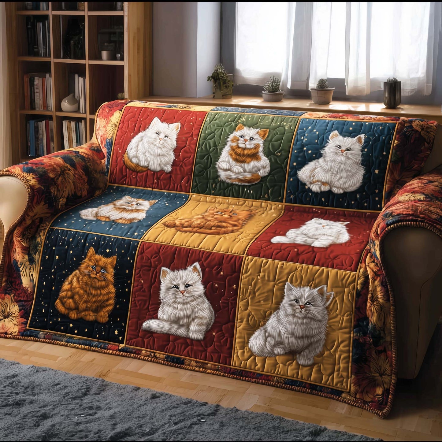 Whimsical Cats Quilted Sofa Cover GFTOTG1868