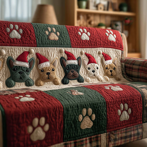 Festive Frenchie Quilted Sofa Cover GFTOTG1896