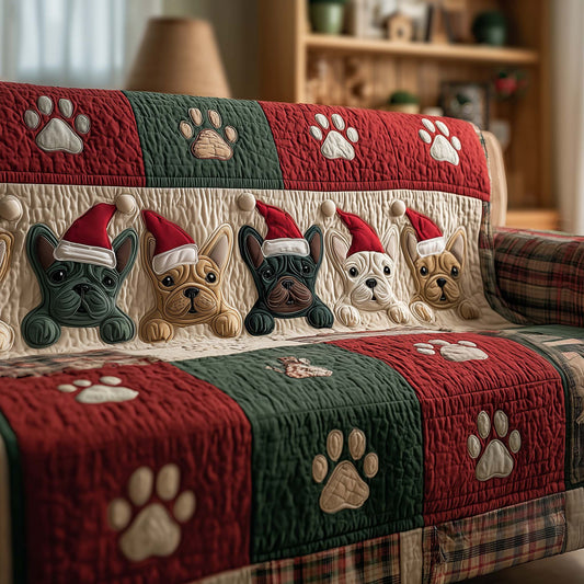 Festive Frenchie Quilted Sofa Cover GFTOTG1896