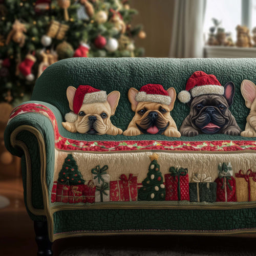 Festive Frenchie Quilted Sofa Cover GFTOTG1898