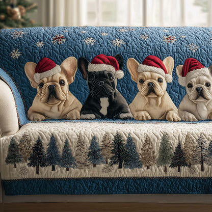 Festive Frenchie Quilted Sofa Cover GFTOTG1899