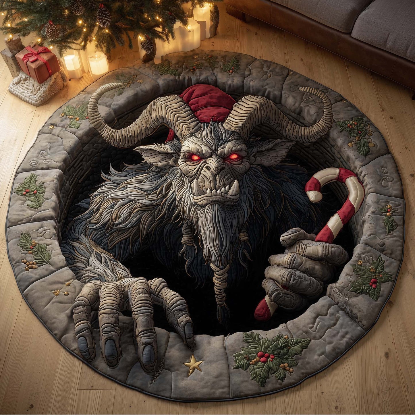 Sinister Claus Quilted Round Mat GFTOTG1940