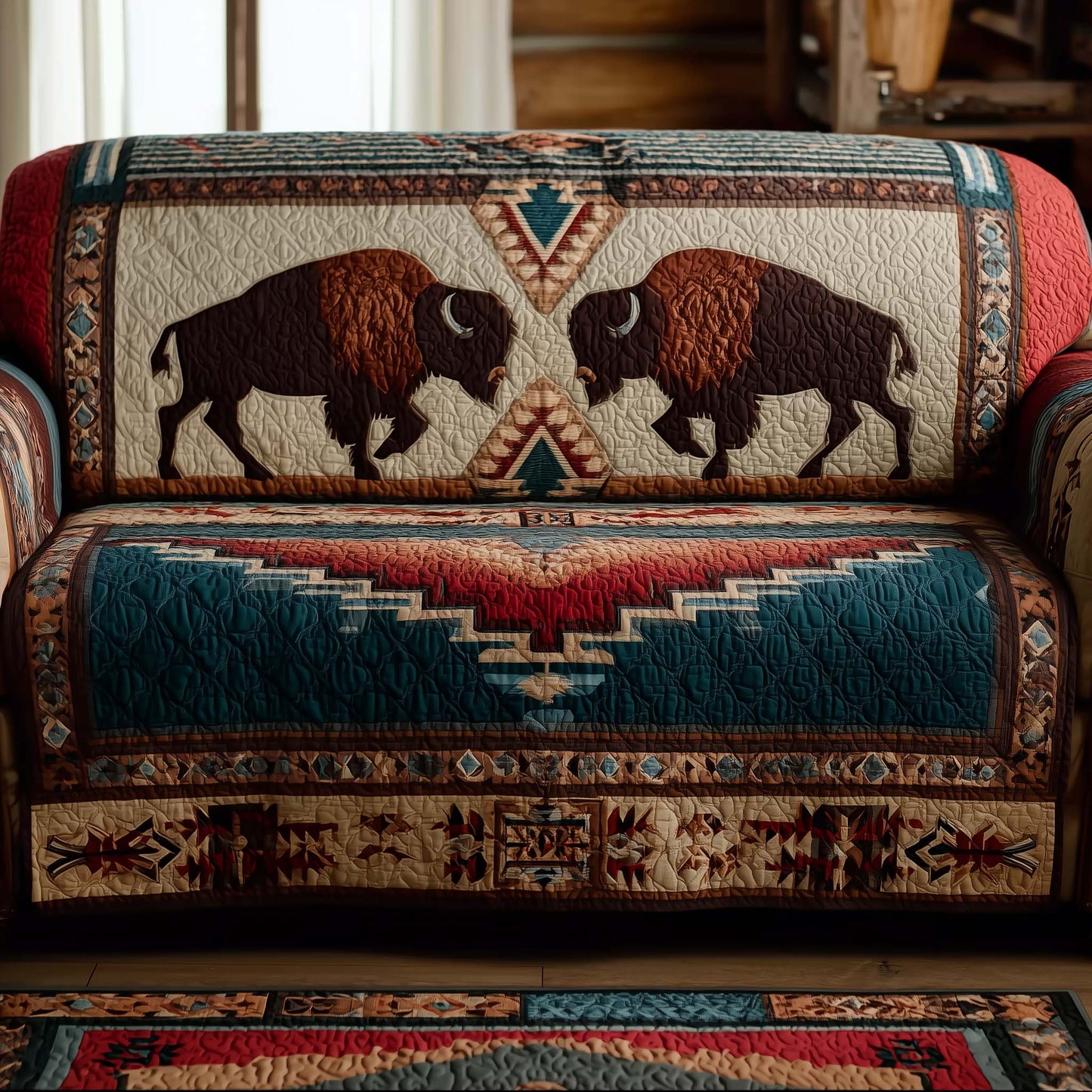 Majestic Bison Quilted Sofa Cover GFTOTG1955
