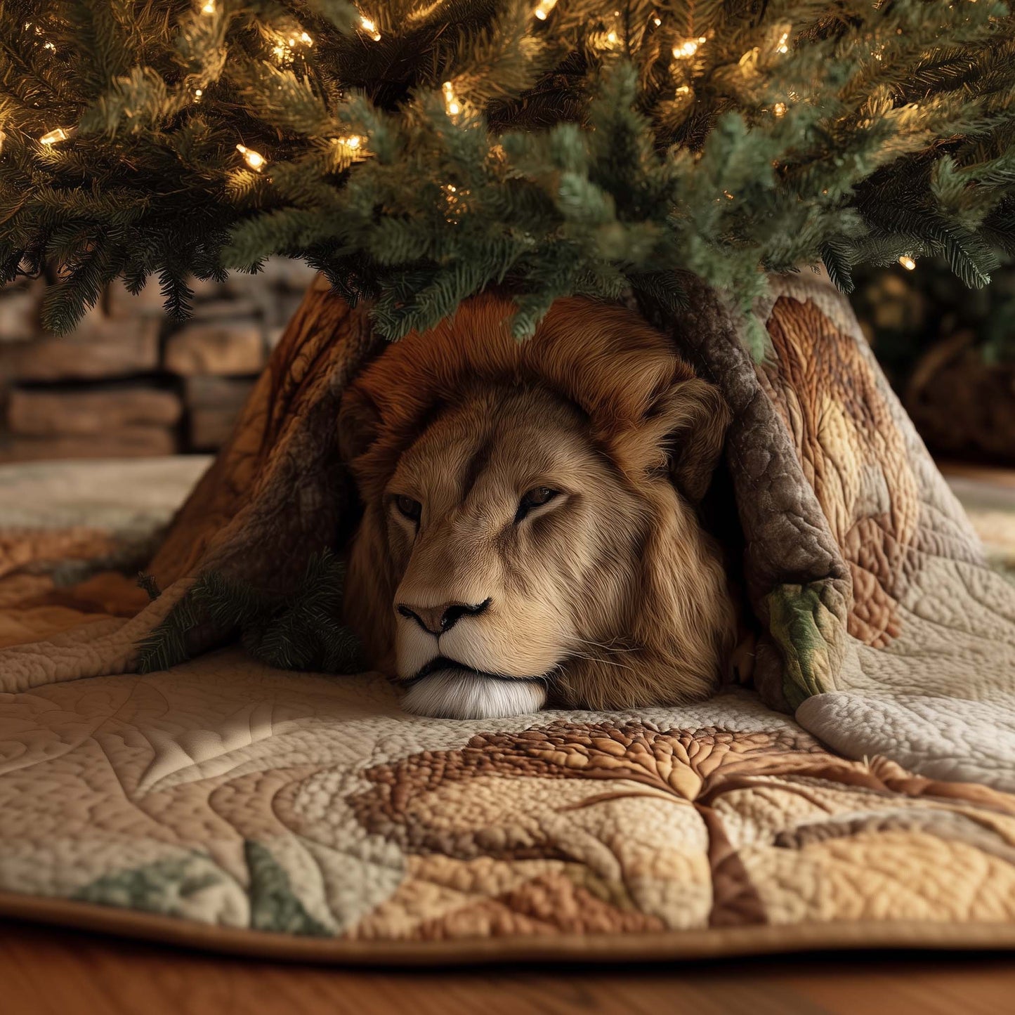 Majestic Lion Quilted Tree Skirt GFTOTG1961