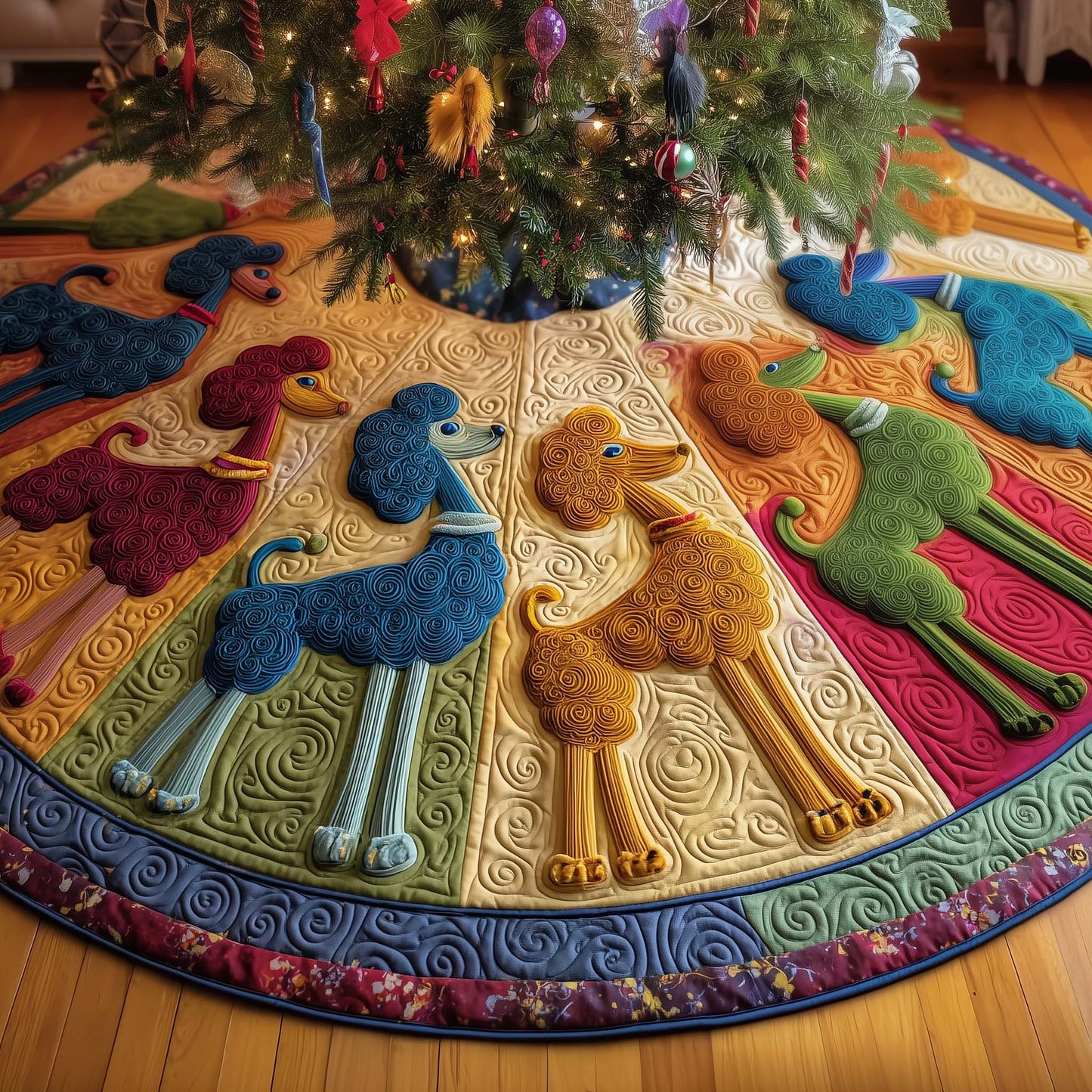 Funky Poodle Quilted Tree Skirt GFTOTG1963