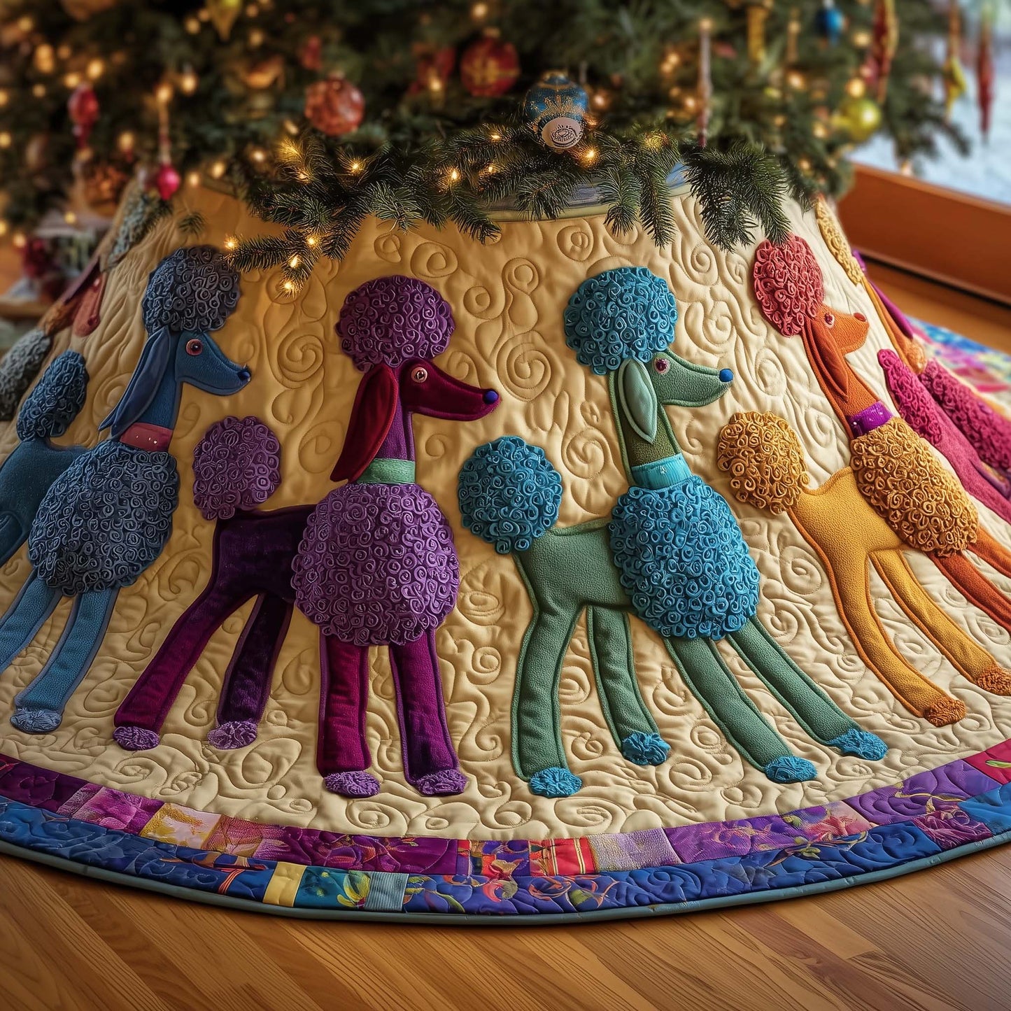 Funky Poodle Quilted Tree Skirt GFTOTG1964