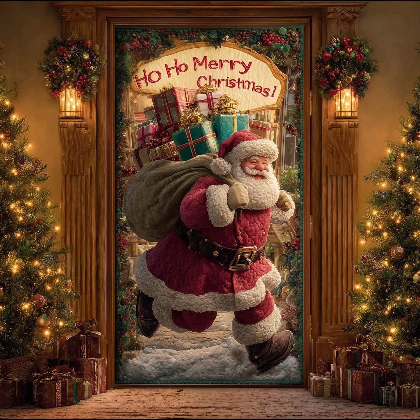Jolly Santa Quilted Door Cover GFTOTG1971