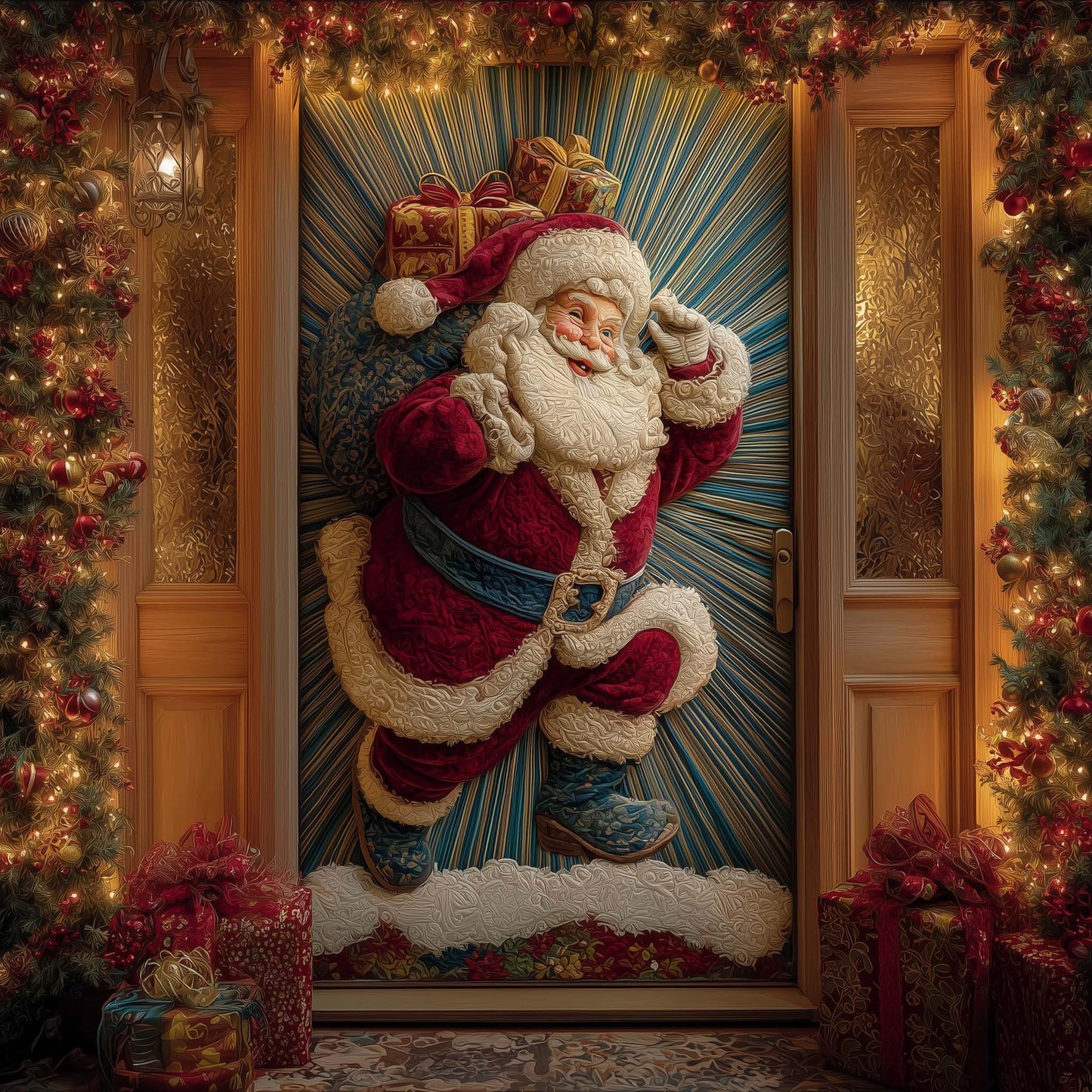 Jolly Santa Quilted Door Cover GFTOTG1976