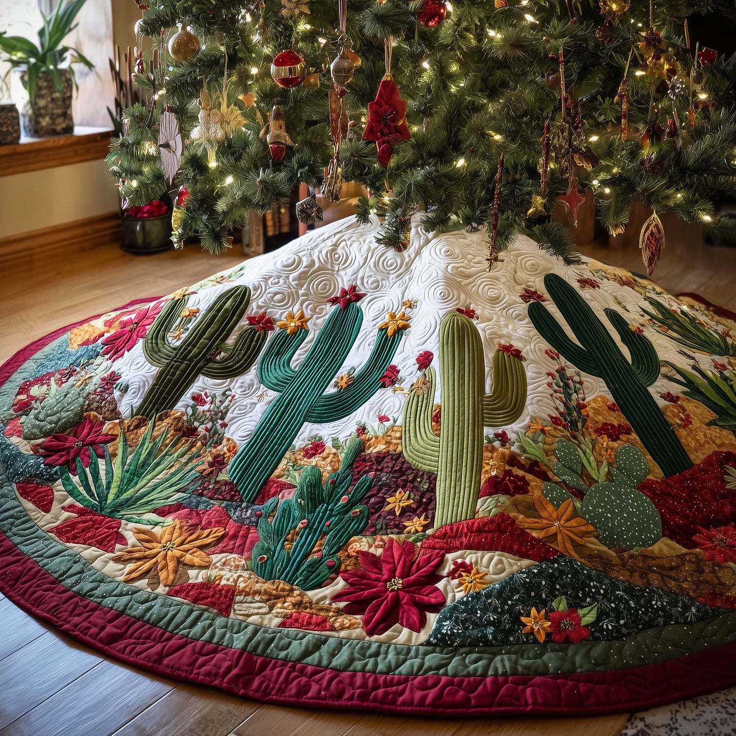 Holiday Desert Bloom Quilted Tree Skirt GFTOTG1993
