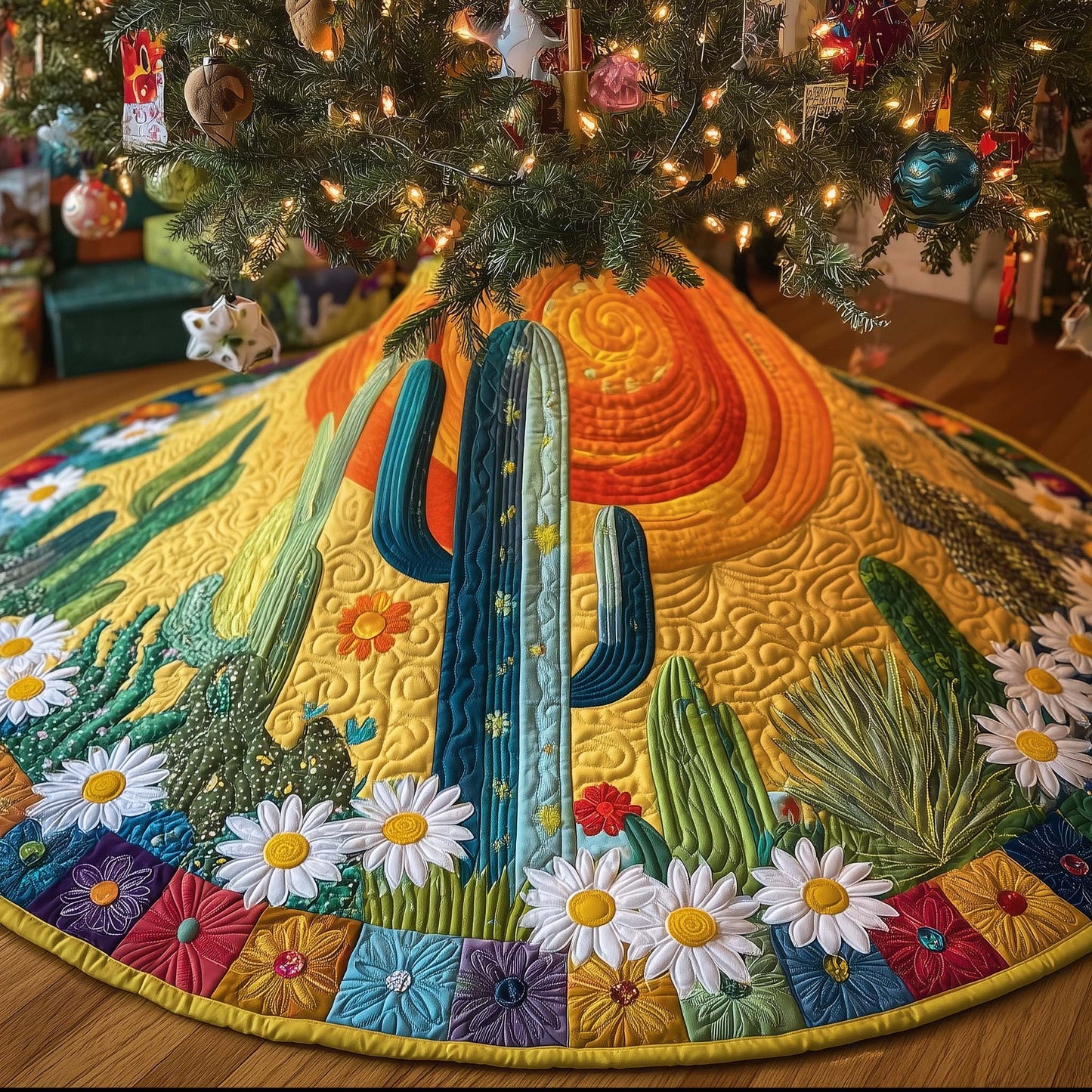 Holiday Desert Bloom Quilted Tree Skirt GFTOTG1995