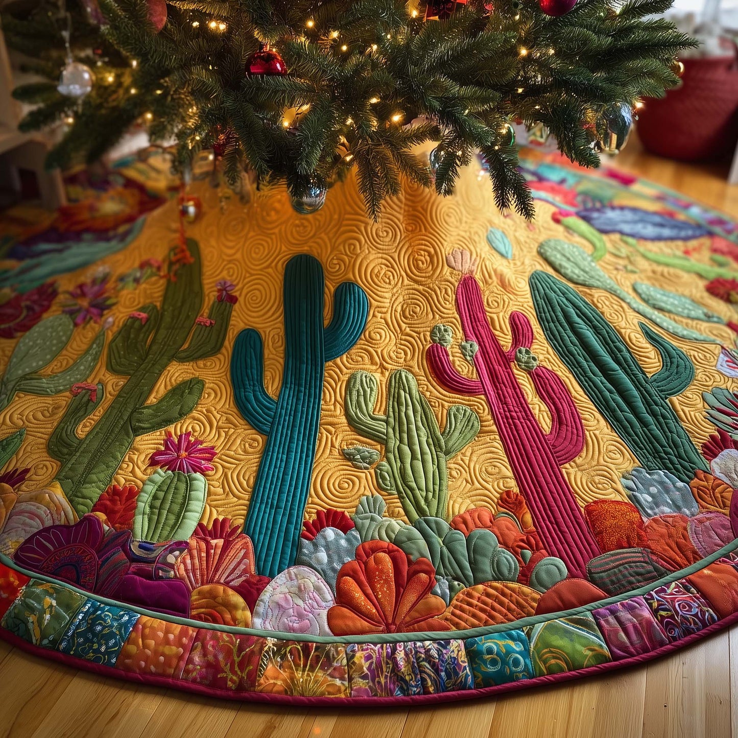 Holiday Desert Bloom Quilted Tree Skirt GFTOTG1996