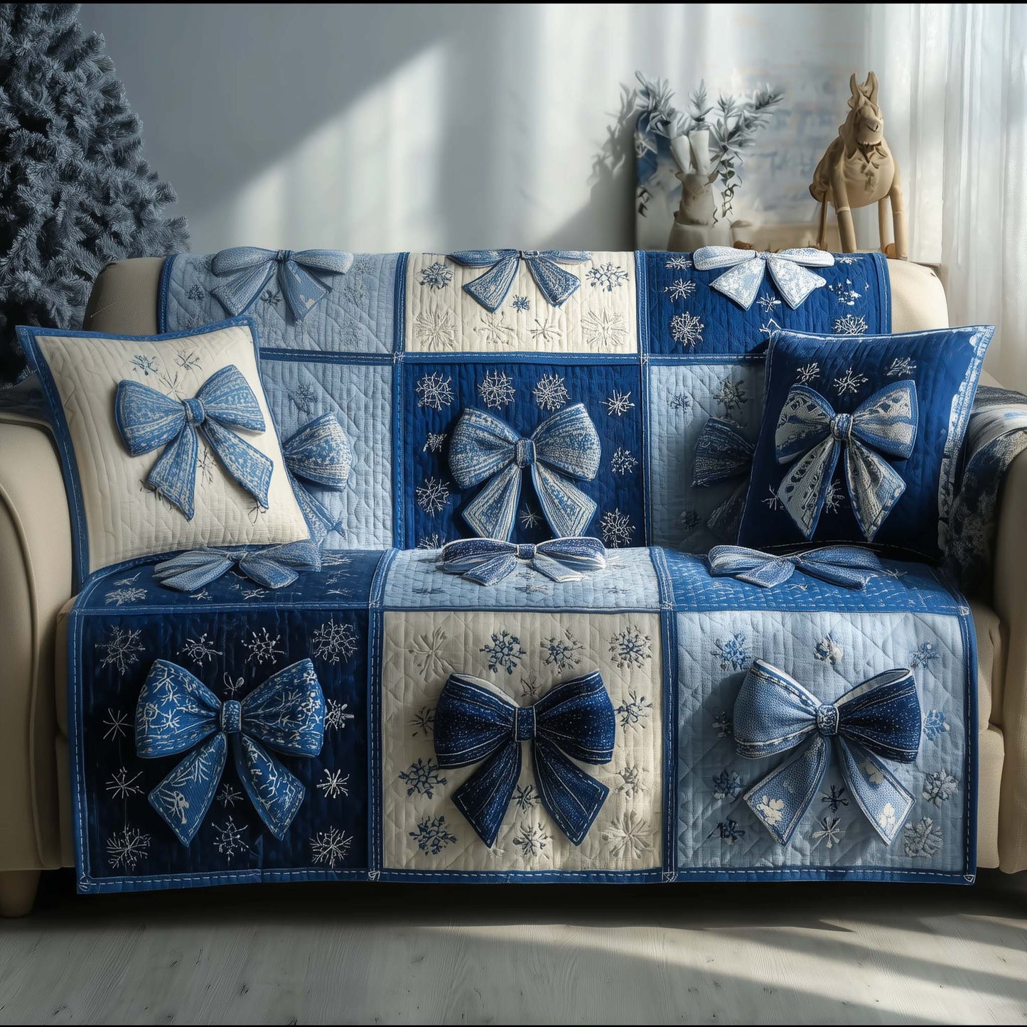 Merry Bow Quilted Sofa Cover GFTOTG2002