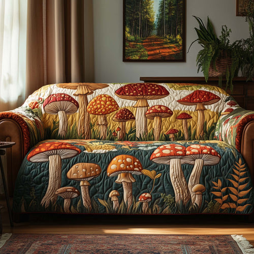 Mushroom Meadow Quilted Sofa Cover GFTOTG2008
