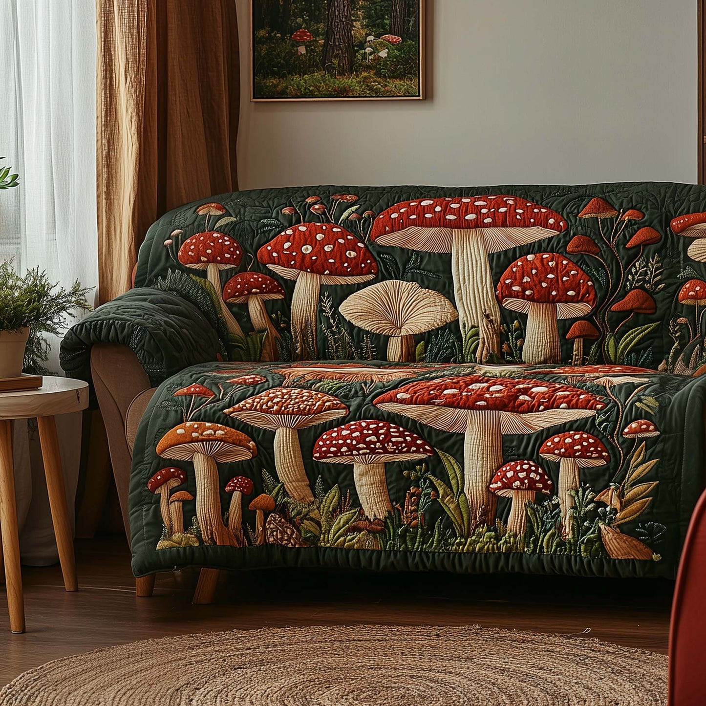 Mushroom Meadow Quilted Sofa Cover GFTOTG2011