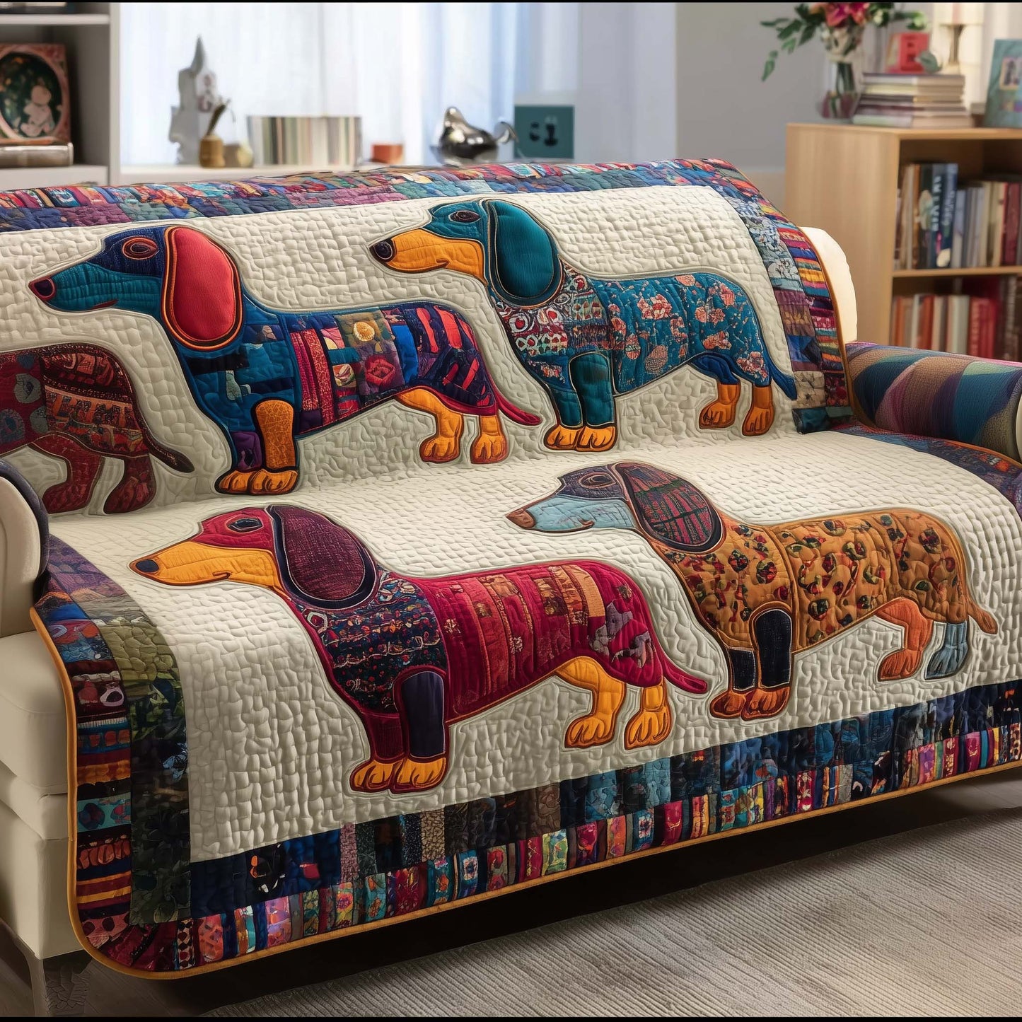 Dachshund Quilted Sofa Cover GFTOTG2050
