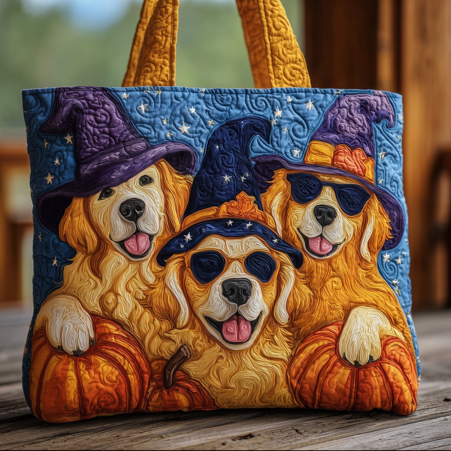 Witchy Golden Quilted Tote Bag GFTOTG206