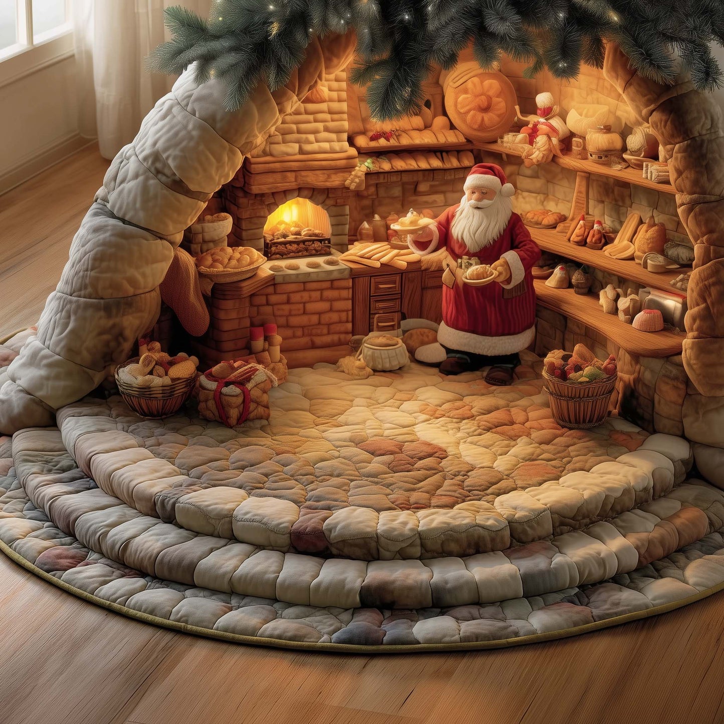 Santa Bakery Quilted Tree Skirt GFTOTG2071