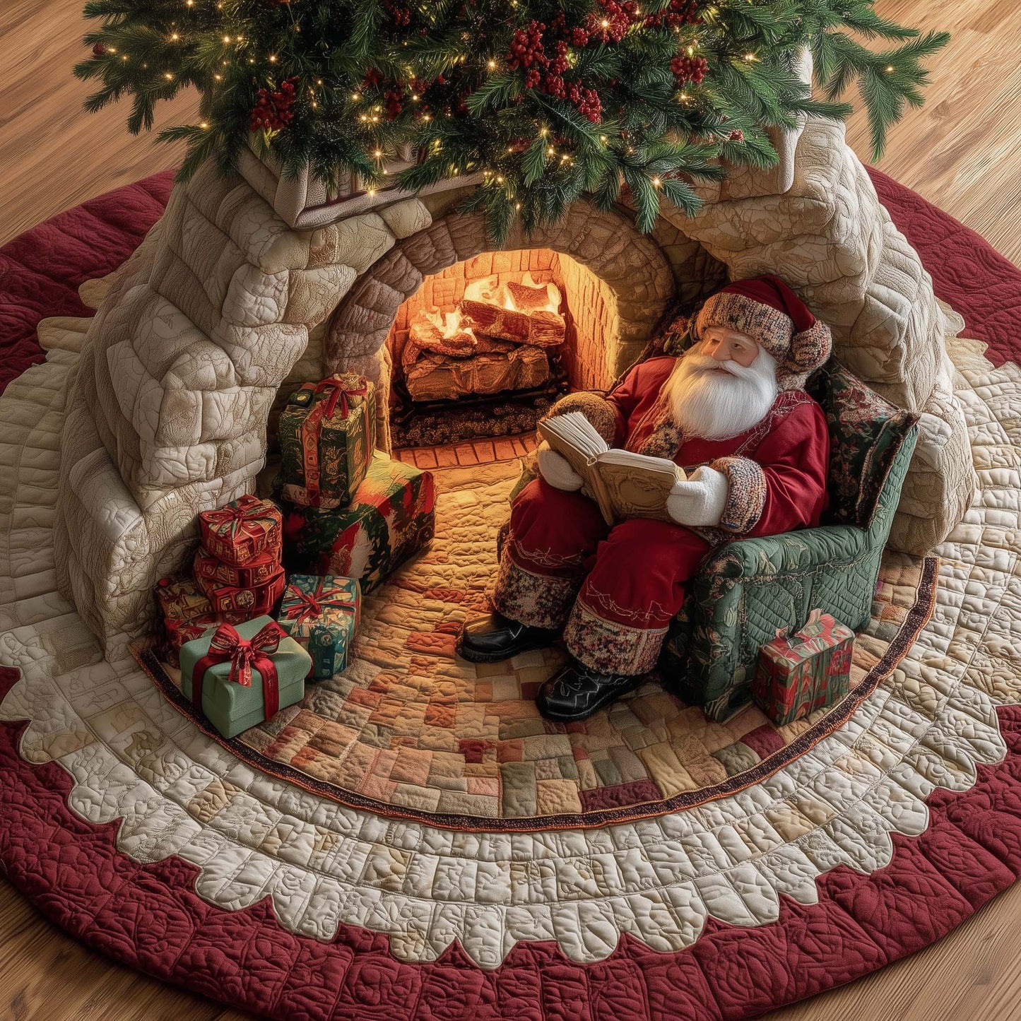 Reading Santa Quilted Tree Skirt GFTOTG2103