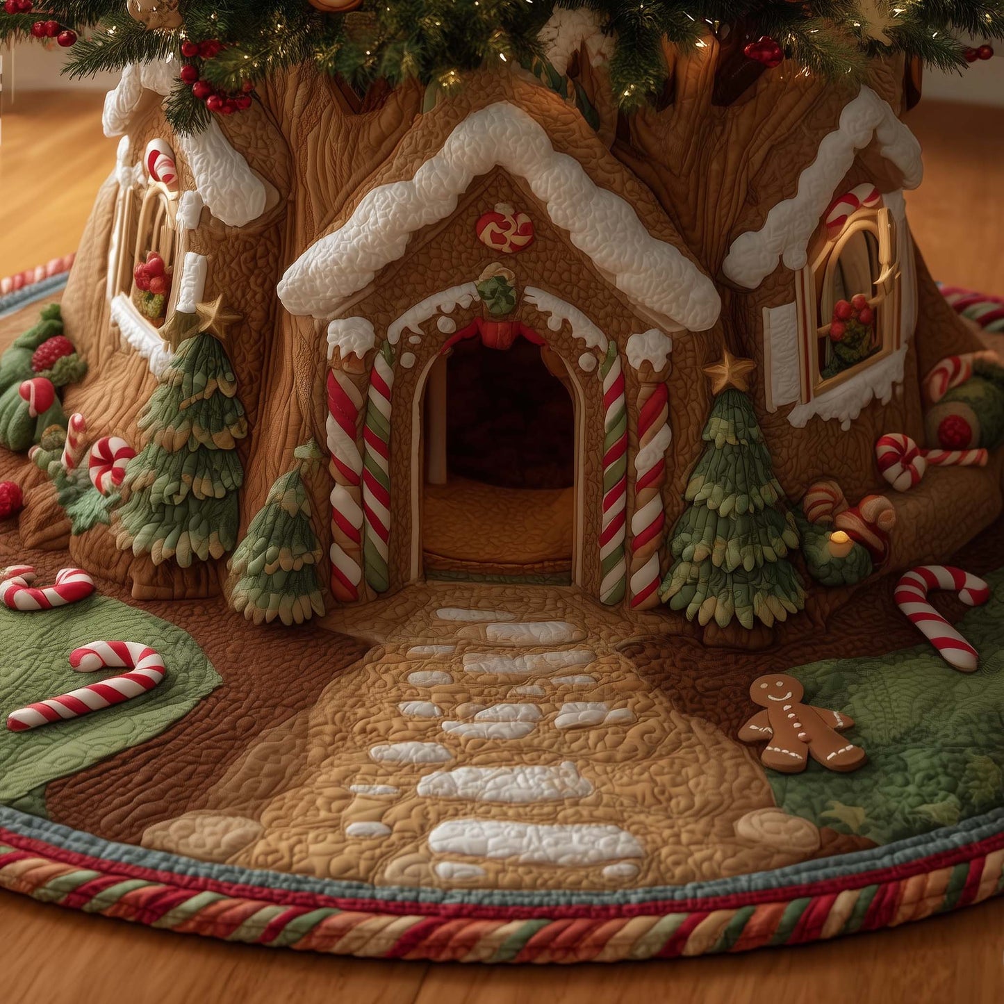 Gingerbread House Quilted Tree Skirt GFTOTG2118
