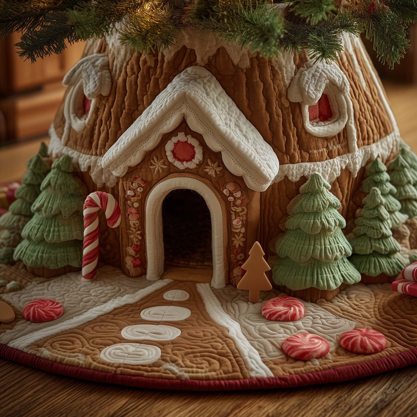 Gingerbread House Quilted Tree Skirt GFTOTG2119