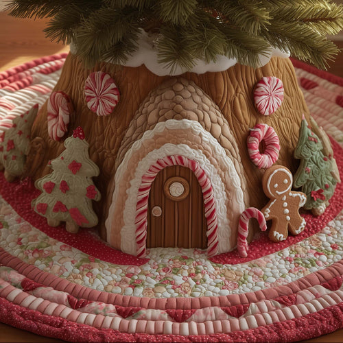 Gingerbread House Quilted Tree Skirt GFTOTG2120