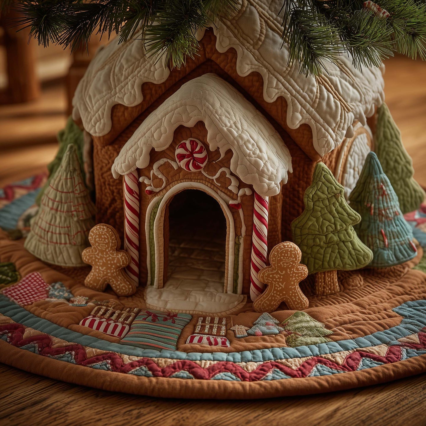 Gingerbread House Quilted Tree Skirt GFTOTG2121