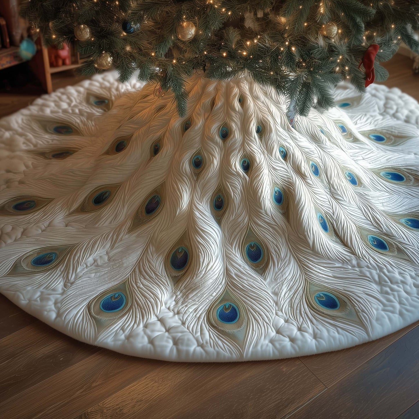 Elegant Peacock Quilted Tree Skirt GFTOTG2125