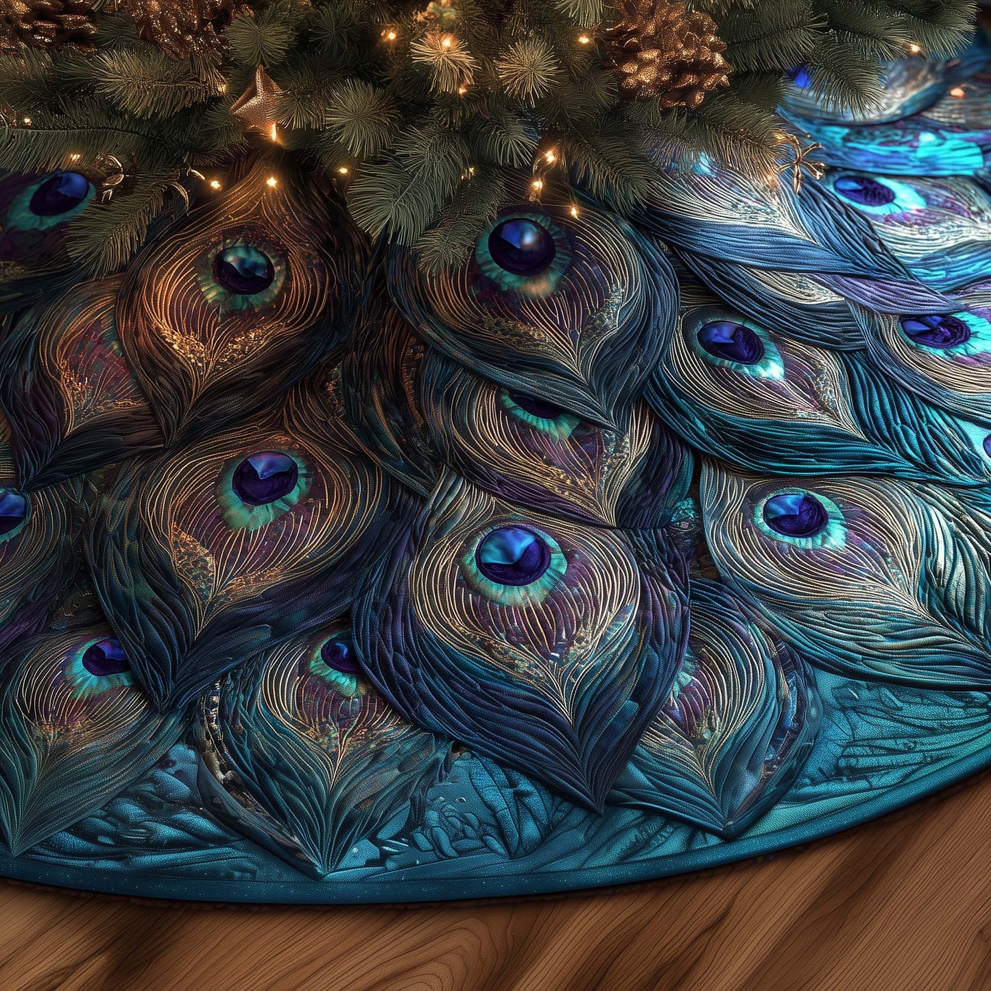 Elegant Peacock Quilted Tree Skirt GFTOTG2127