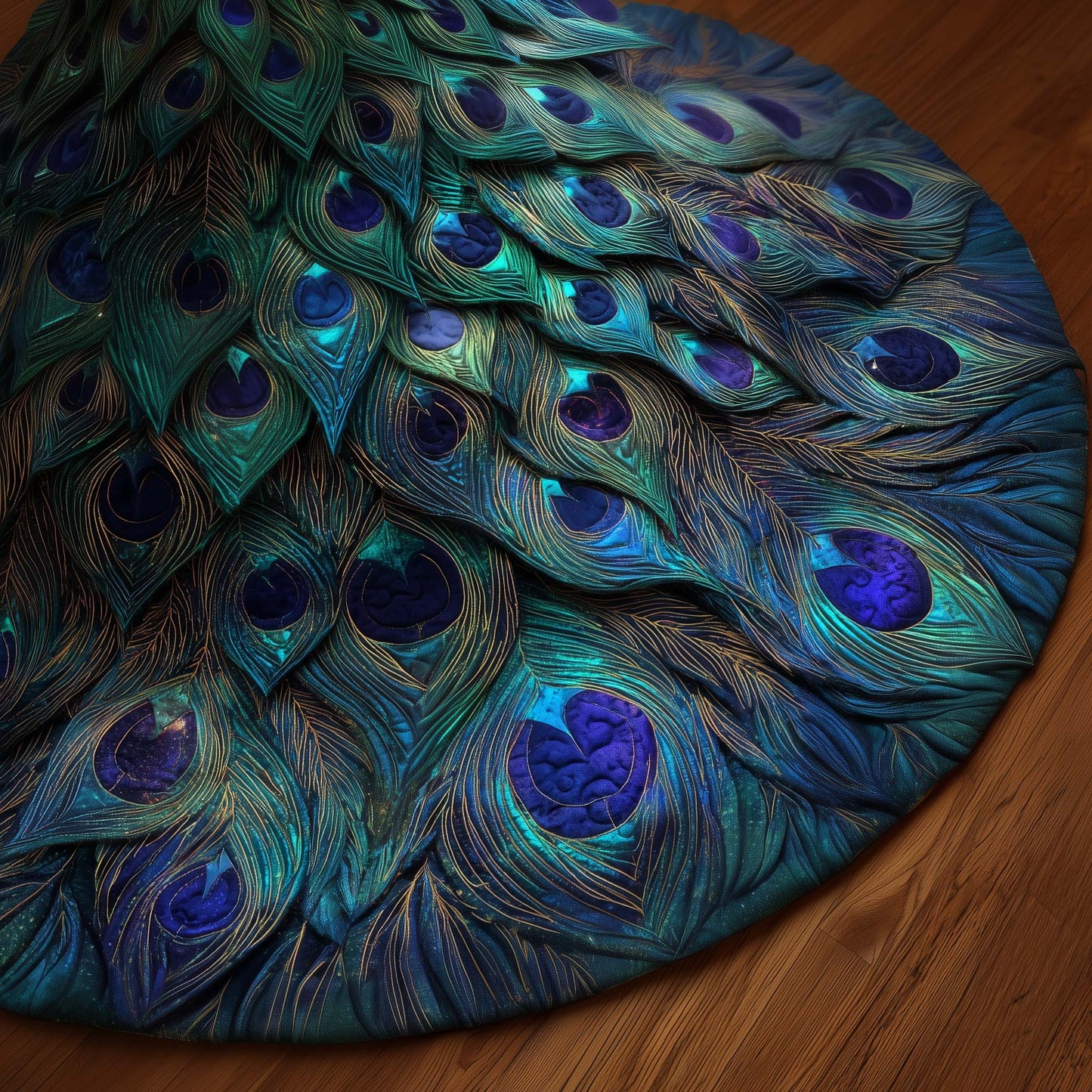 Elegant Peacock Quilted Tree Skirt GFTOTG2128