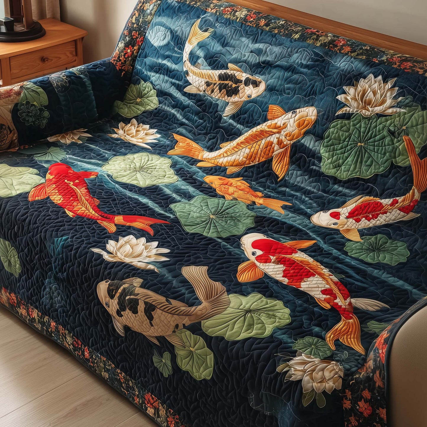 Serene Koi Quilted Sofa Cover GFTOTG2131