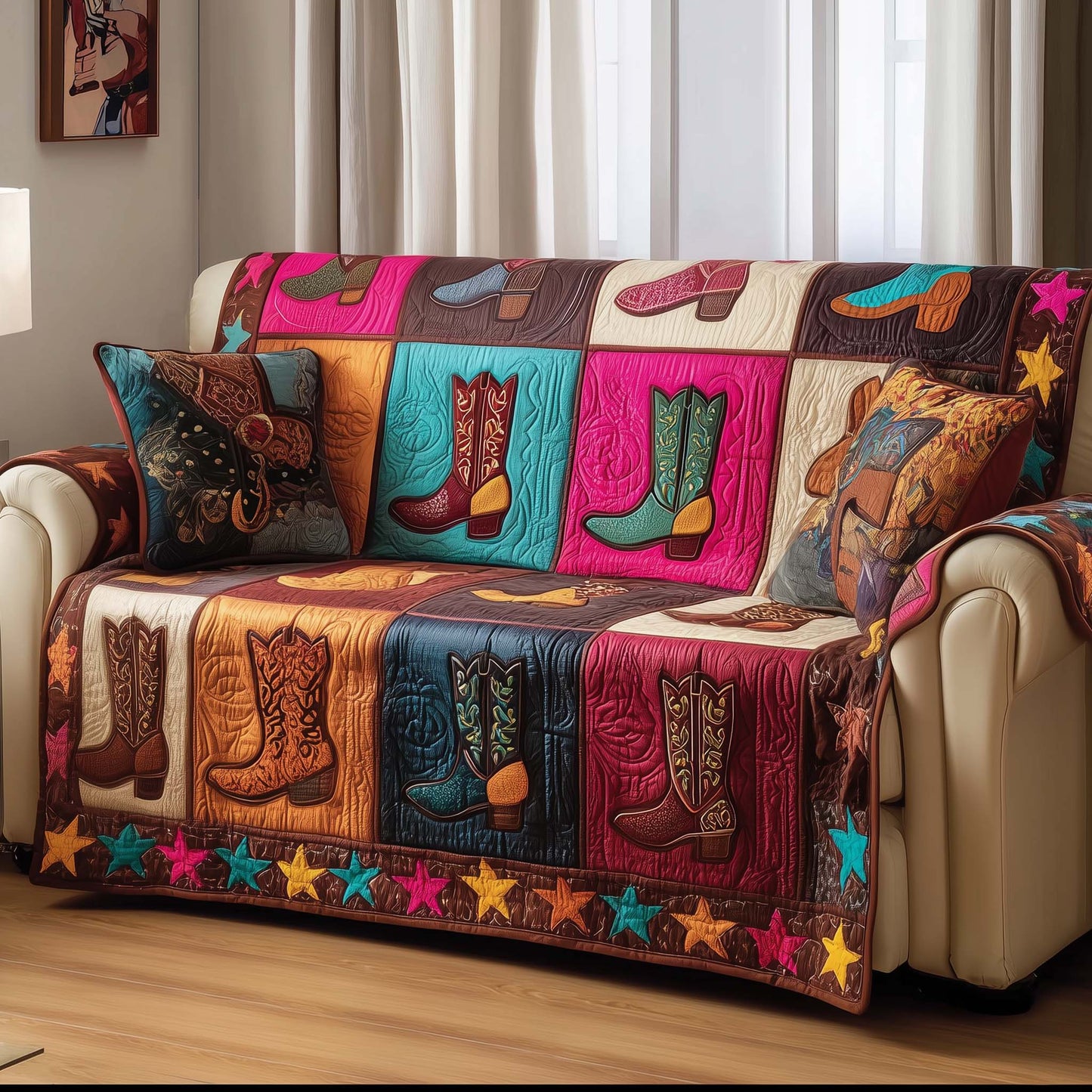 Cowboy Boots Quilted Sofa Cover GFTOTG2137