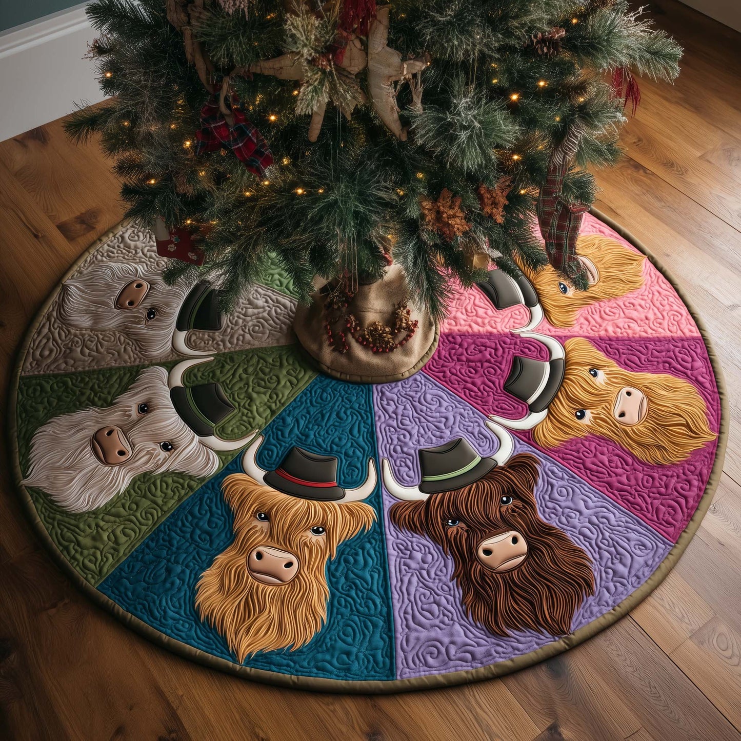 Highland Cow Quilted Tree Skirt GFTOTG2155