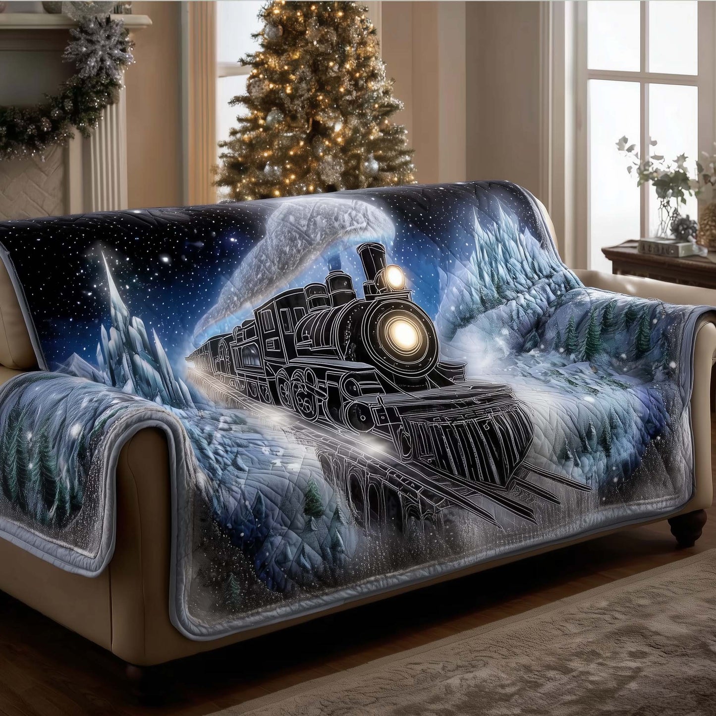 Yuletide Express Quilted Sofa Cover GFTOTG2229