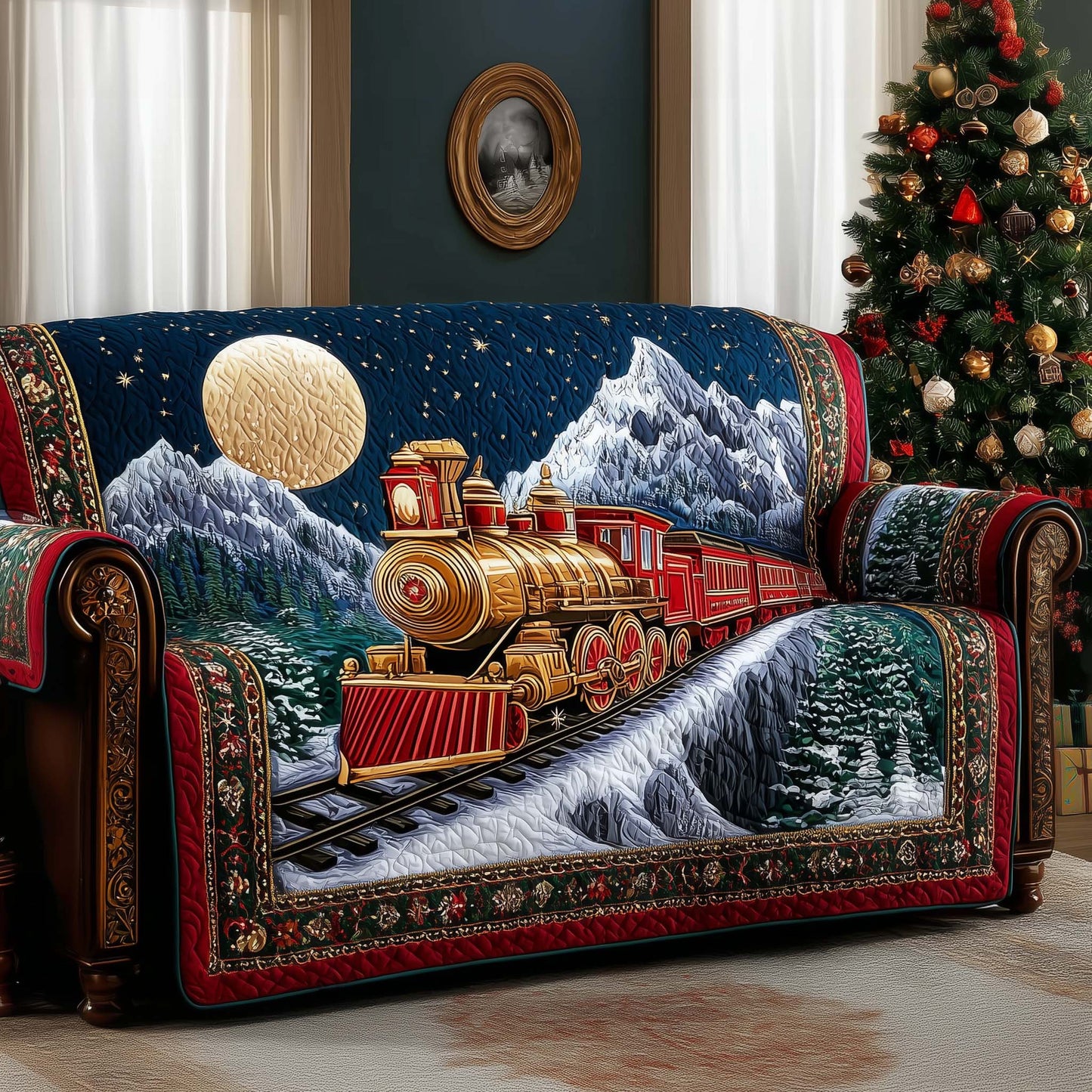 Yuletide Express Quilted Sofa Cover GFTOTG2232