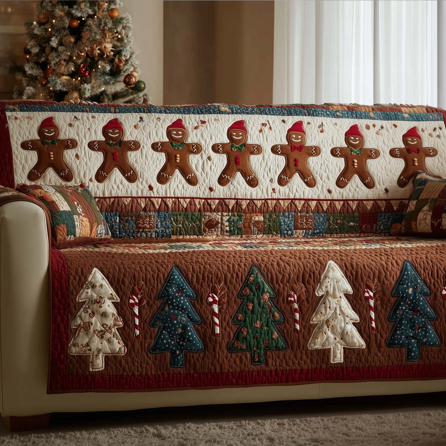 Gingerbread Cookies Quilted Sofa Cover GFTOTG2253