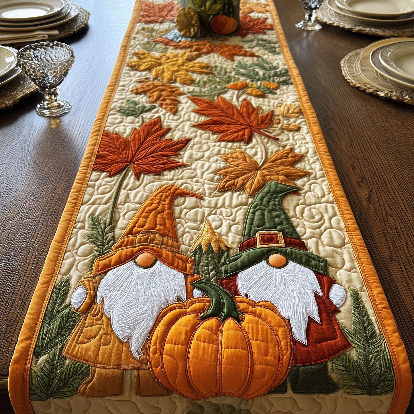 Autumn Gnomes Quilted Table Runner GFTOTG231