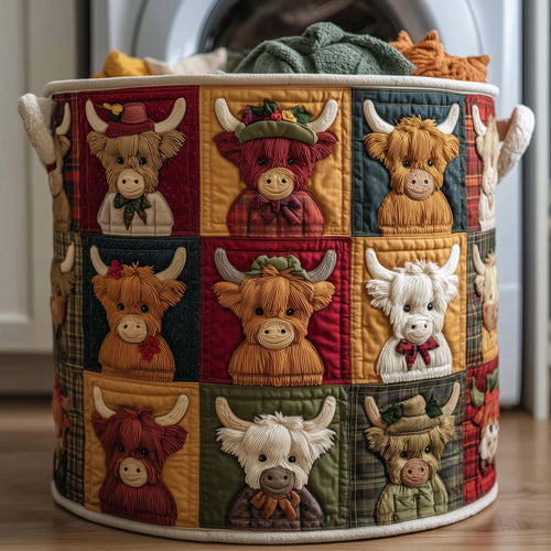 Highland Cow Quilted Laundry Basket GFTOTG2373