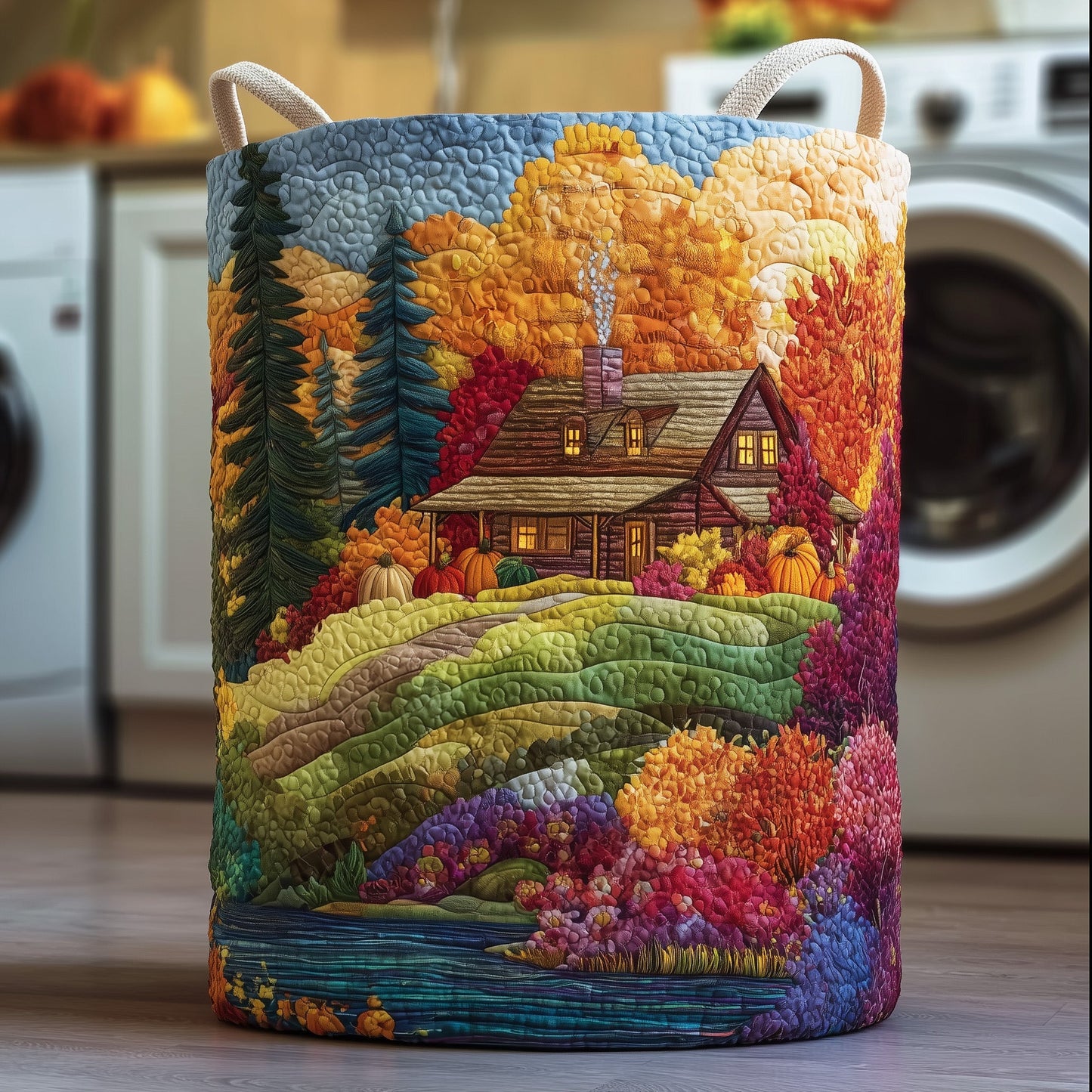 Autumn Cabin Quilted Laundry Basket GFTOTG247