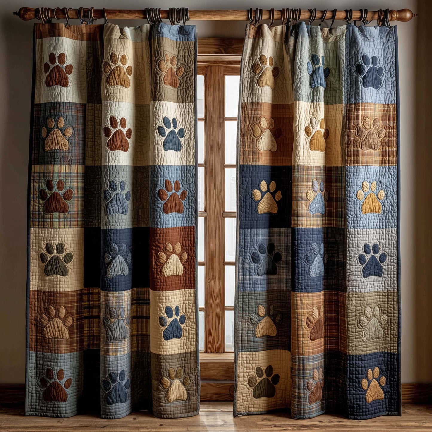 Paws Patchwork Quilted Curtains GFTOTG2516