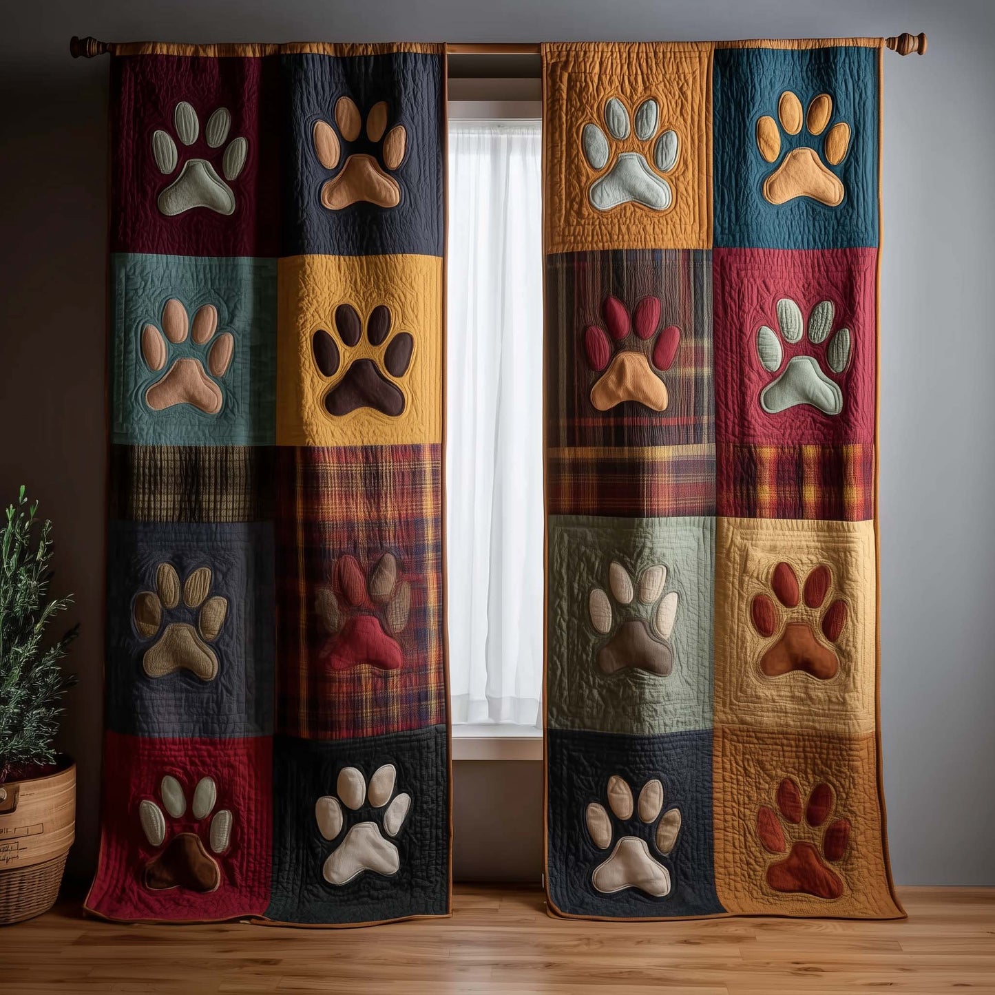 Paws Patchwork Quilted Curtains GFTOTG2519
