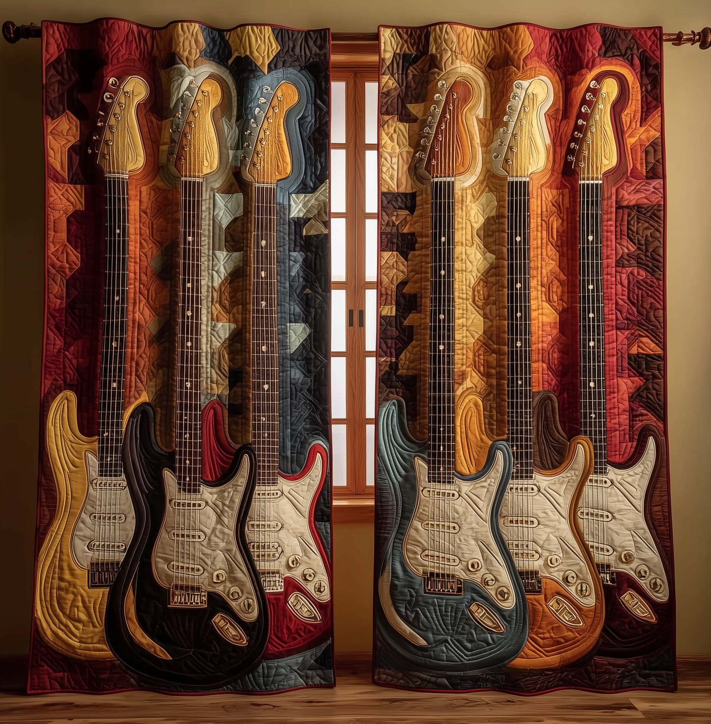 Voltage Strings Quilted Curtains GFTOTG2543