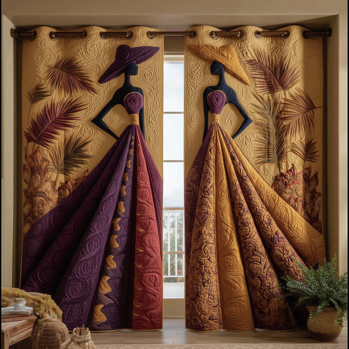 Golden Queens Quilted Curtains GFTOTG2554