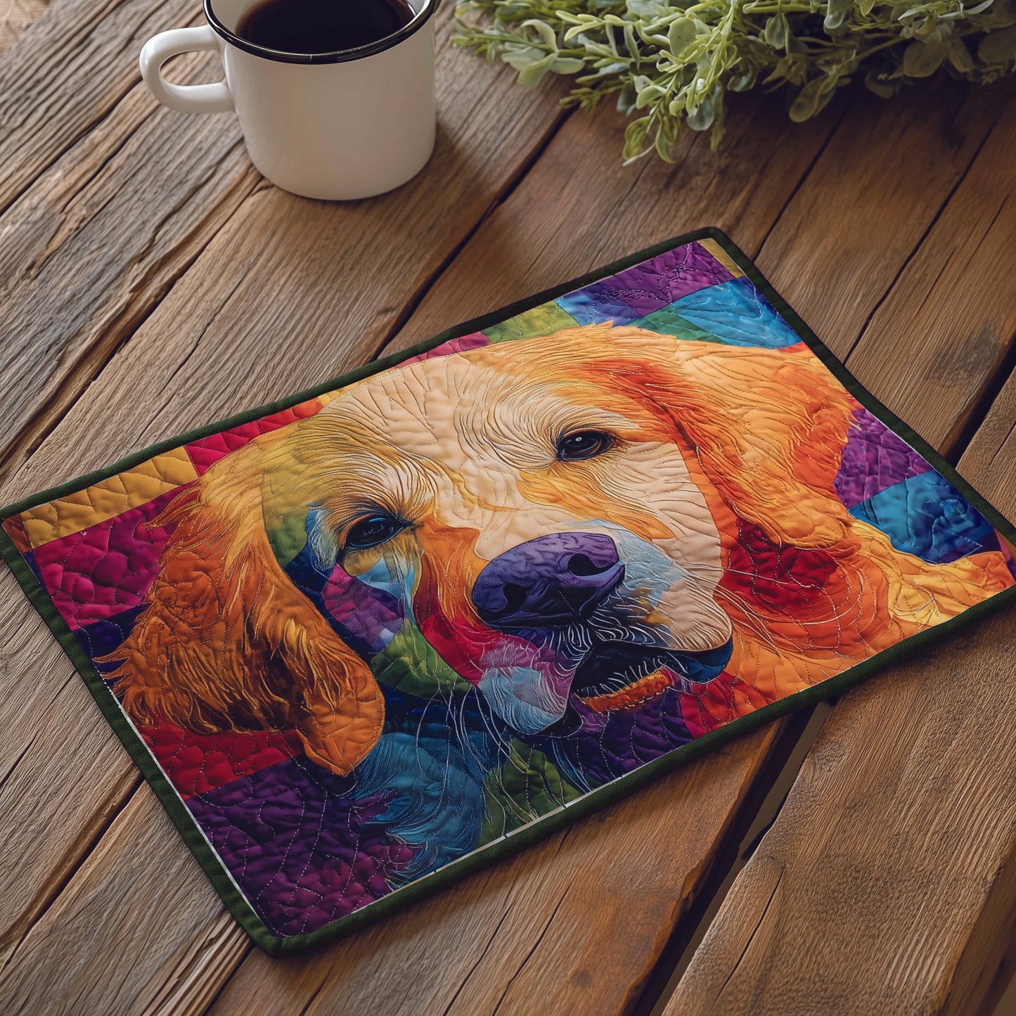Rainbow Golden Retriever Quilted Place Mat GFTOTG258