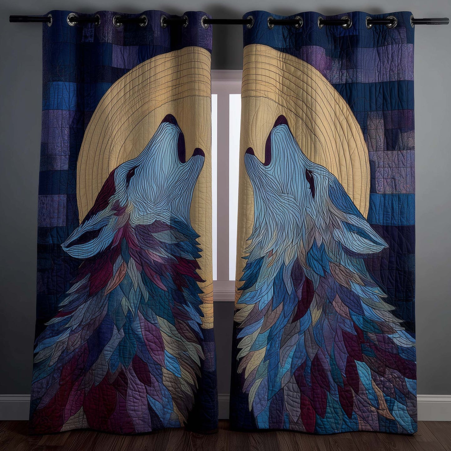 Shadow Wolf Quilted Curtains GFTOTG2700