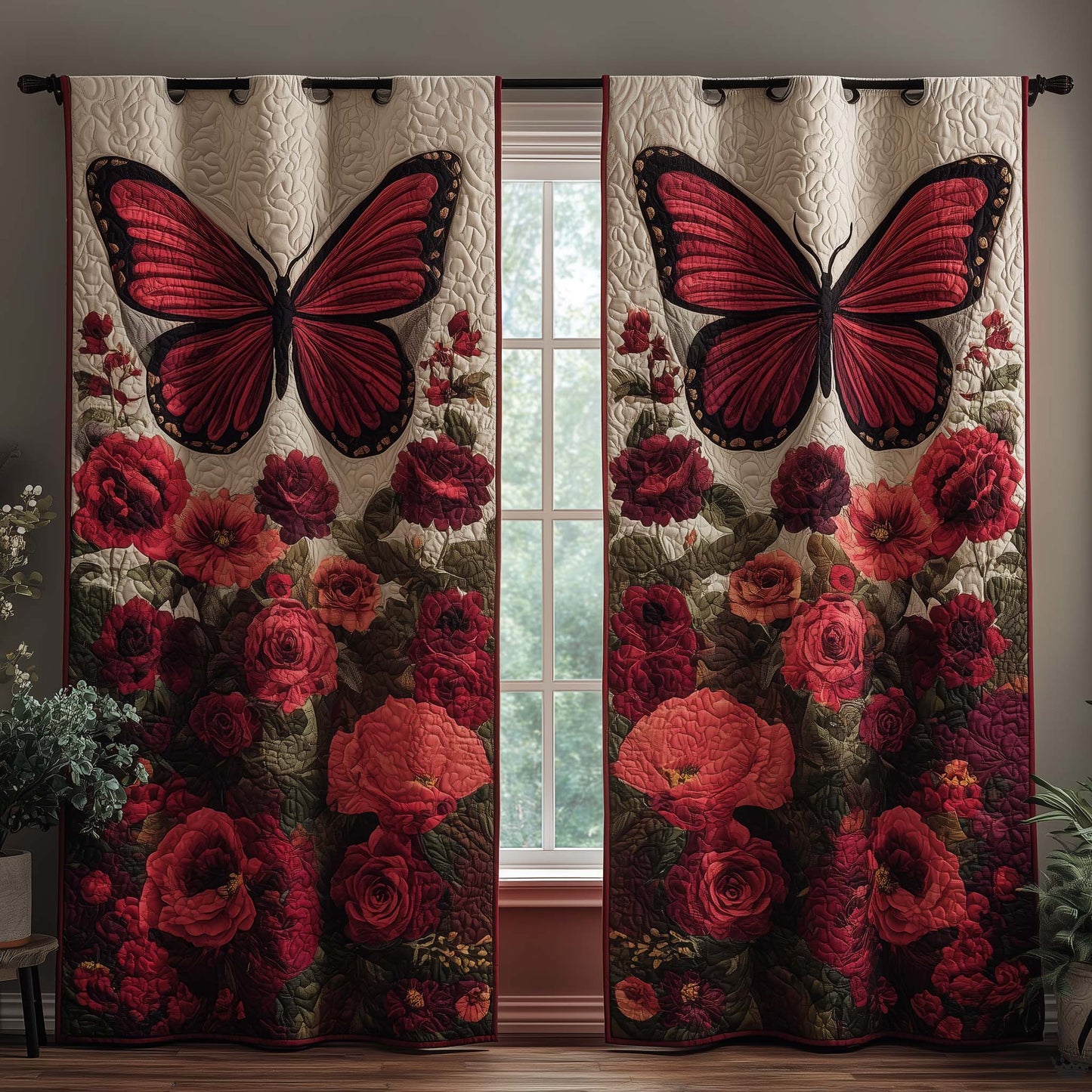 Crimson Wings Quilted Curtains GFTOTG2722