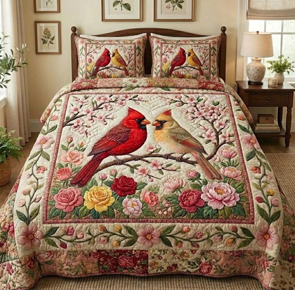 Crimson Heart Cardinals Duvet Cover Set GFTOTG2825