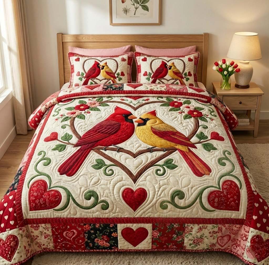 Crimson Heart Cardinals Duvet Cover Set GFTOTG2826