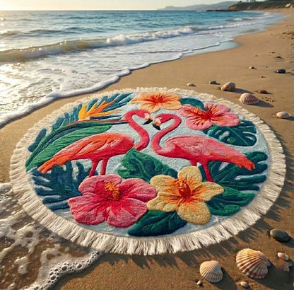 Flamingo Pair Round Beach Towel GFTOTG2865