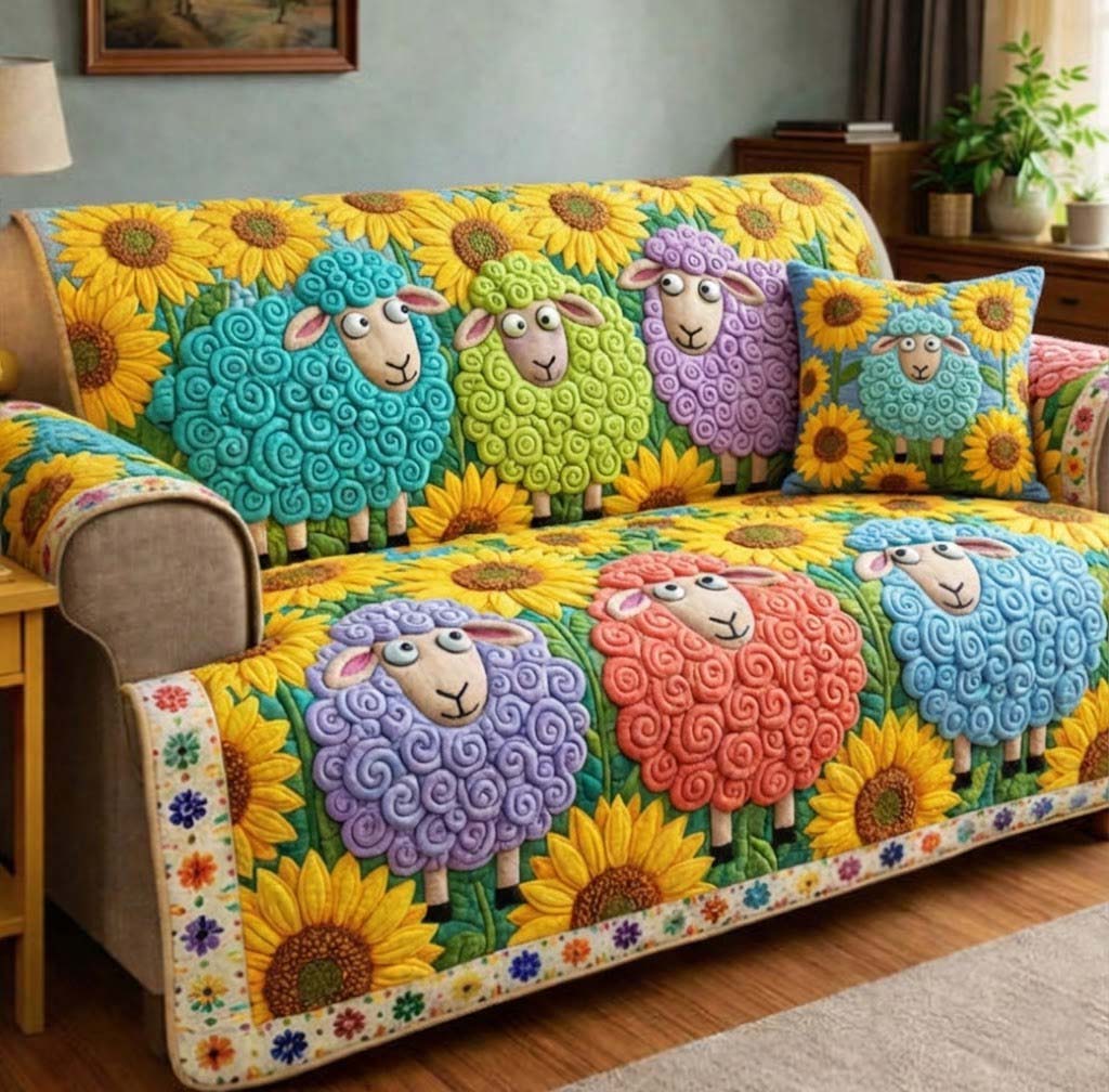 Funky Sheep Quilted Sofa Cover GFTOTG2900