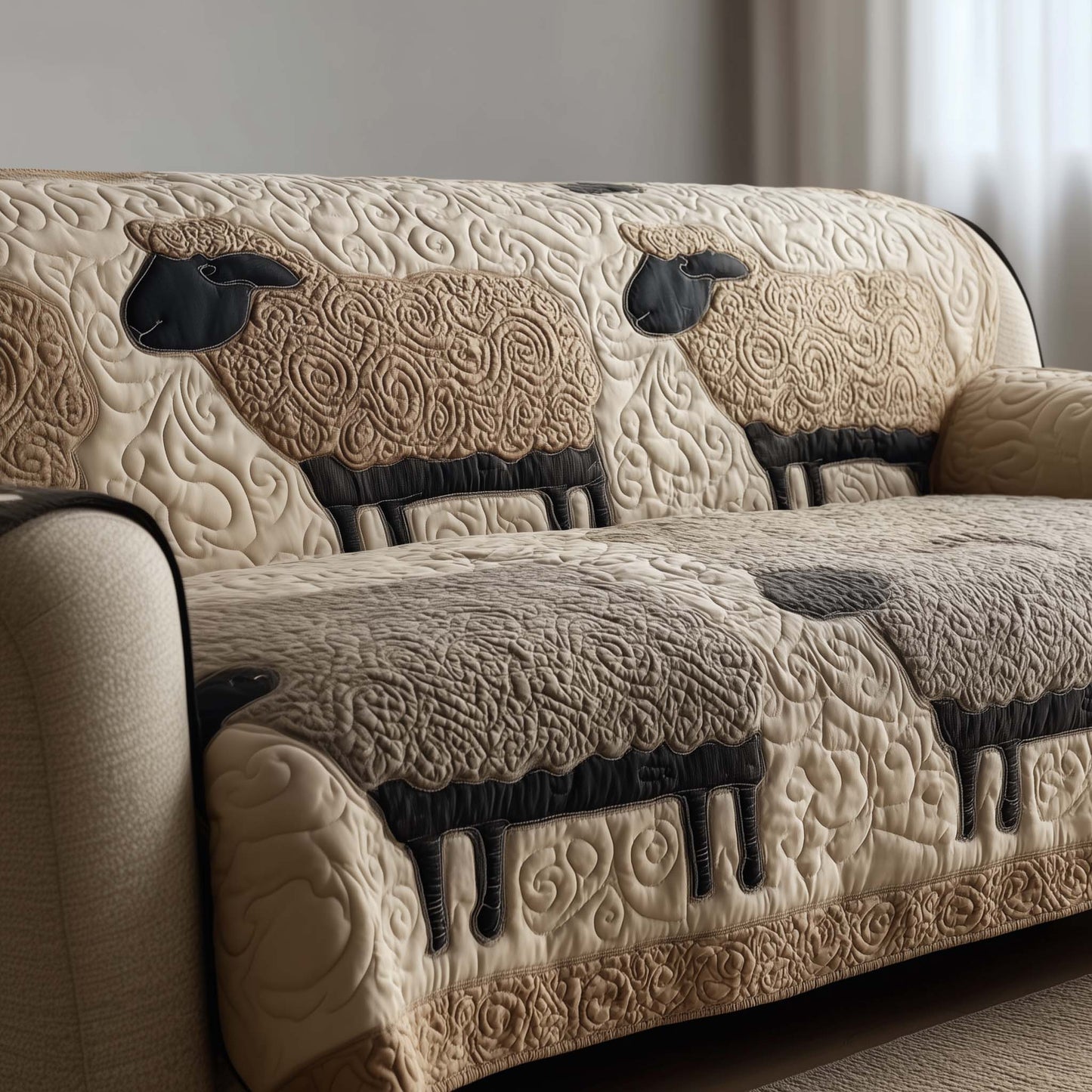 Peaceful Sheep Quilted Sofa Cover GFTOTG2903